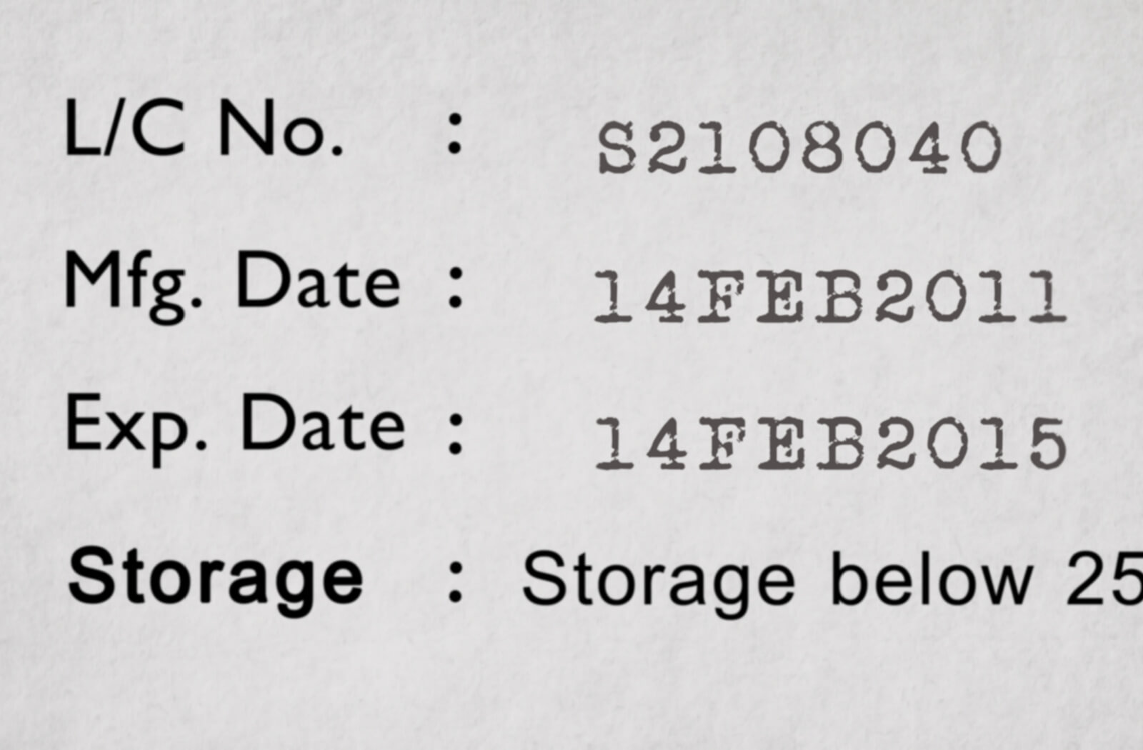 Eye drops label indicating the expiration date.